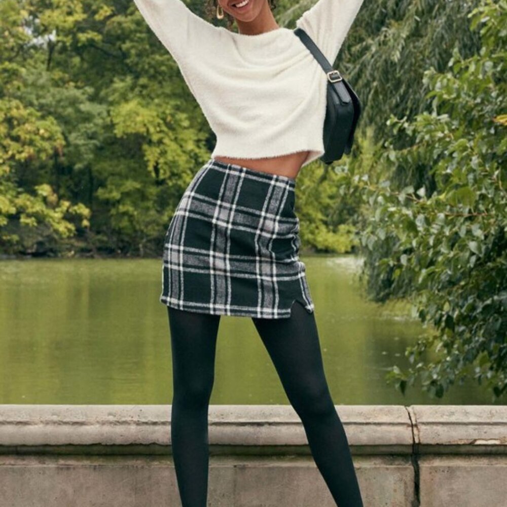 Lulus Spence Black Plaid Mini Skirt - Size S